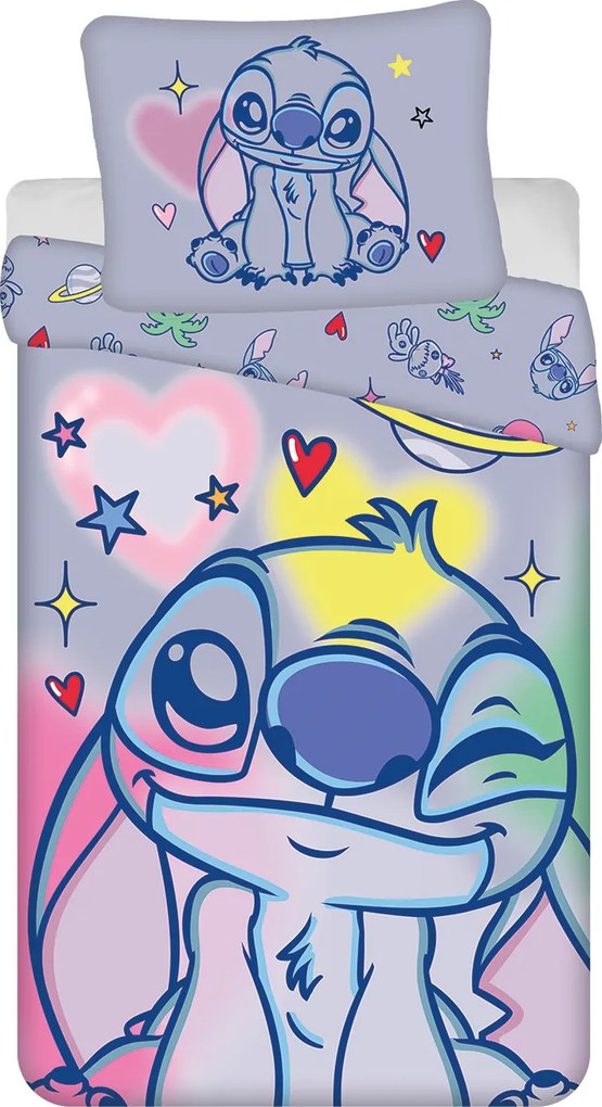 Jerry Fabrics Bavlnené obliečky 140x200 + 70x90 cm - Lilo a Stitch "Brush it"