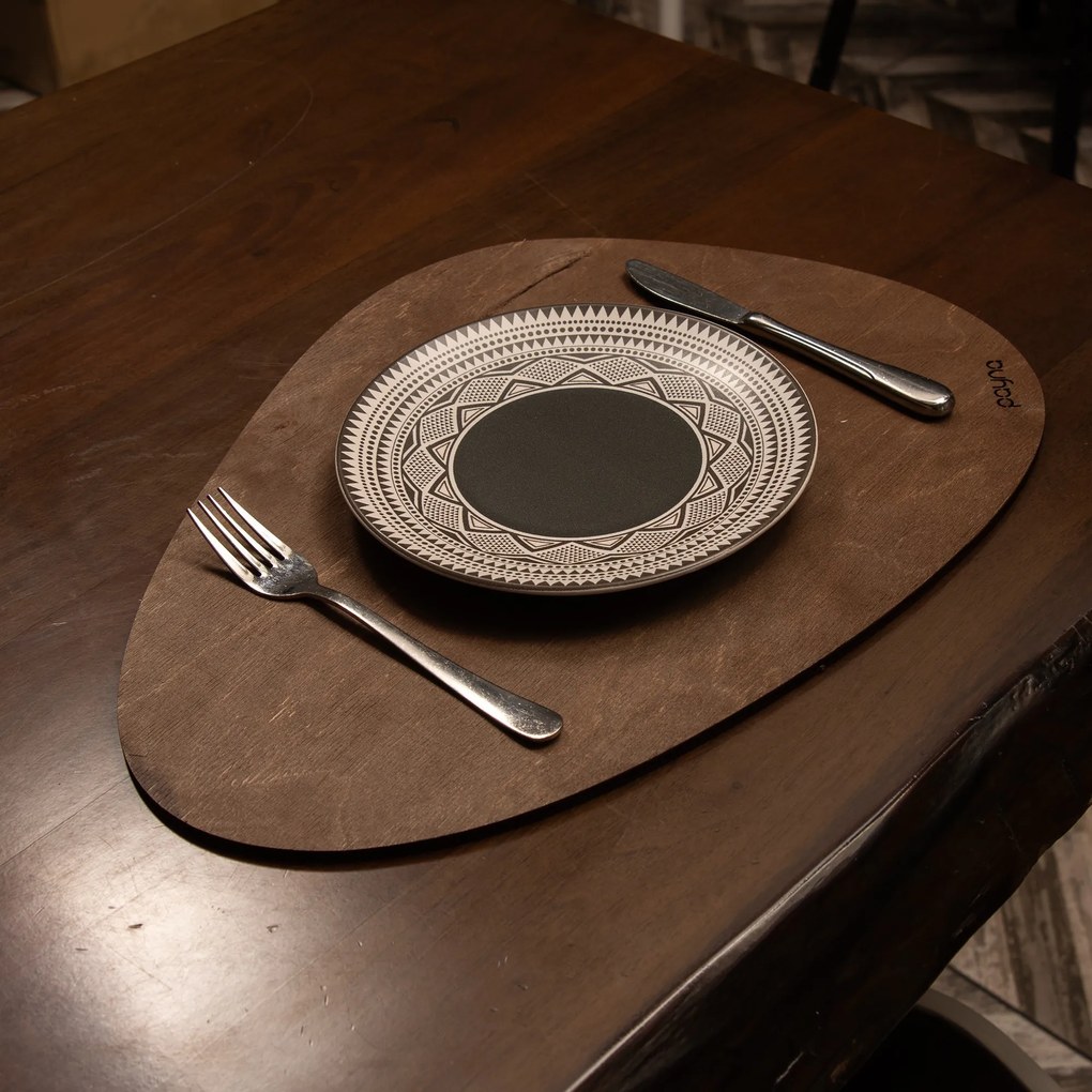 Sada 4 ks dřevěných prostírání WOODY wenge