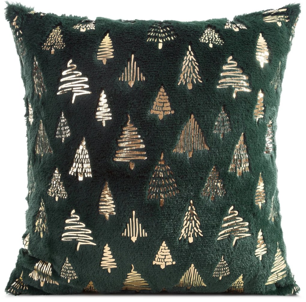 EUROFIRANY CHLPATÁ VIANOČNÁ DEKORAČNÁ OBLIEČKA NA VANKÚŠ TREE1 45X45 CM VZOROVANÁ