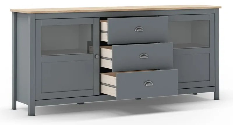 Komoda sivozelená z borovicového dreva 180x80x40 cm Misti – Marckeric