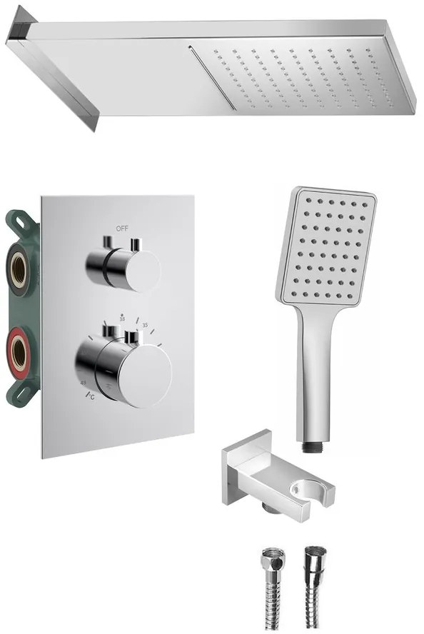 Sapho Sapho, KIMURA podomietkový sprchový set s termostatickou batériou, box, 3 výstupy, chróm, KU683-21