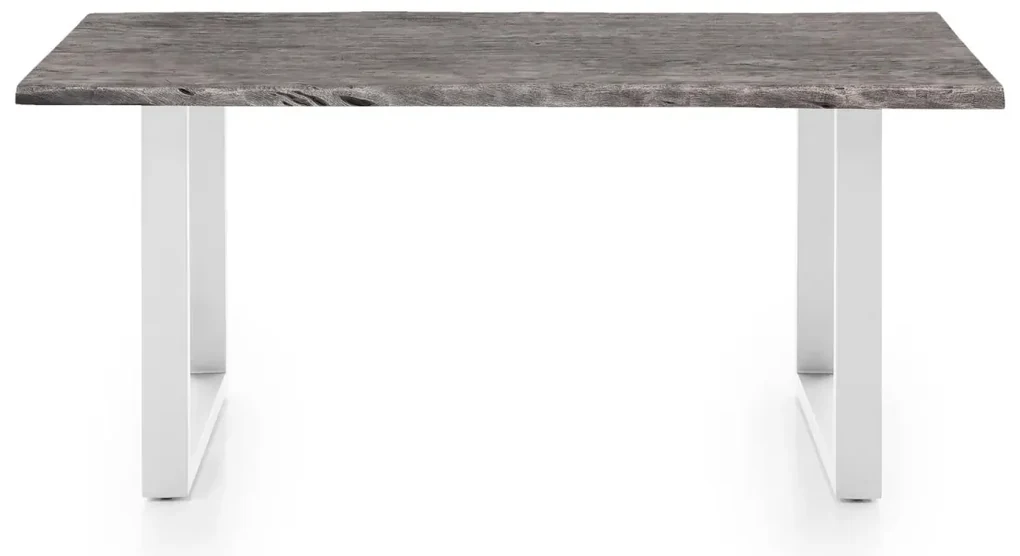 furniture-nabytek.cz - Masívny jedálenský stôl Bullwer z akácie a kovu, lakovaný, šedo-biely – 170 × 90 cm