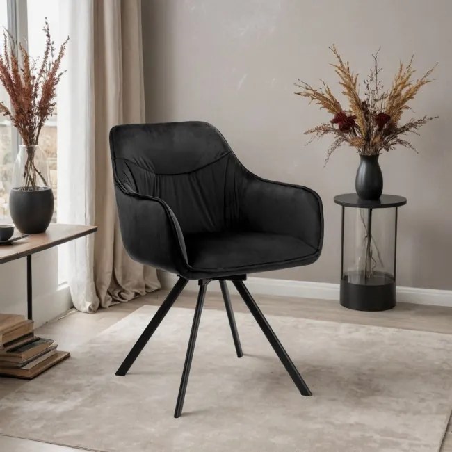 Jedálenská stolička SYDNEY zamatová, čierna
