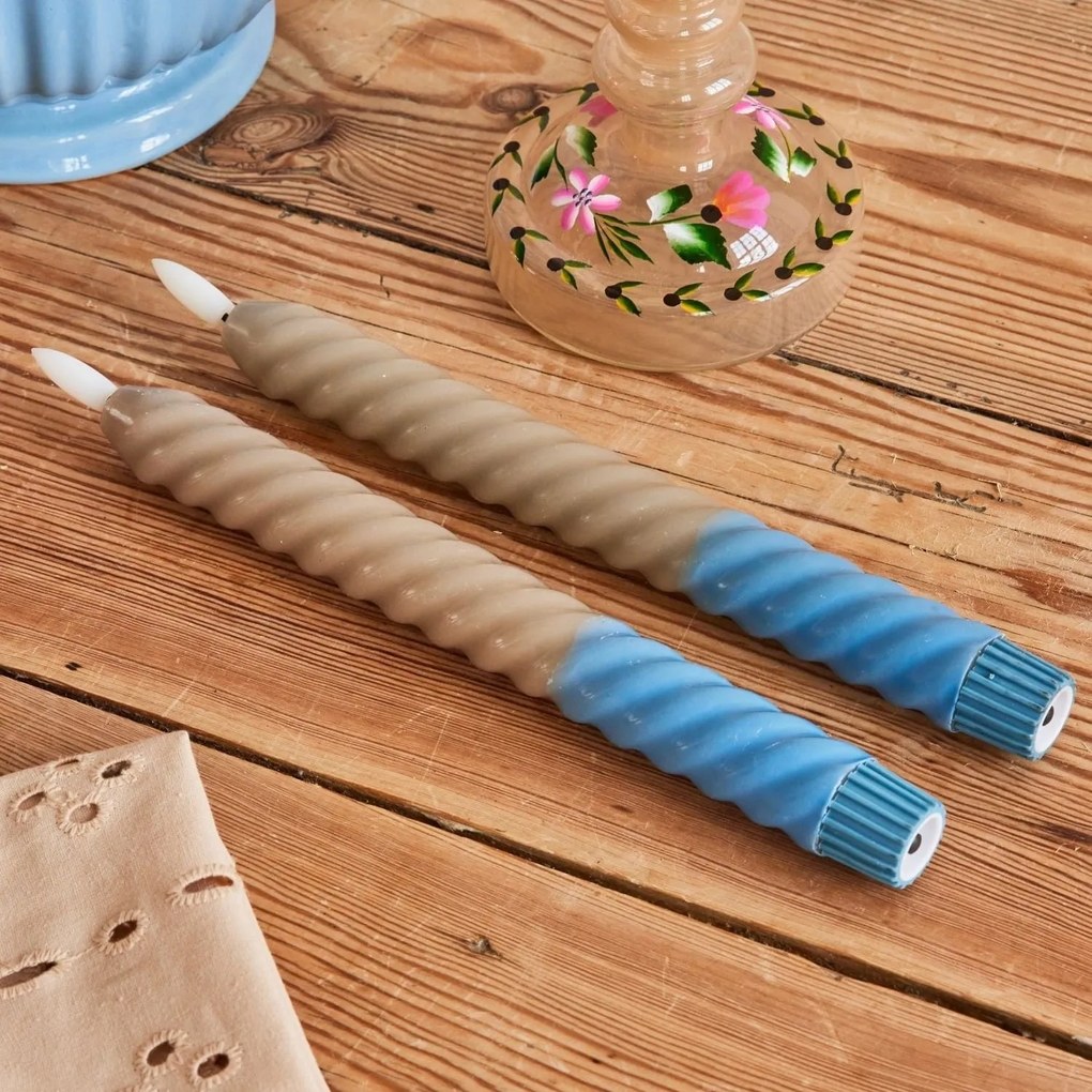 rice LED sviečka Twisted Sand – set 2 ks