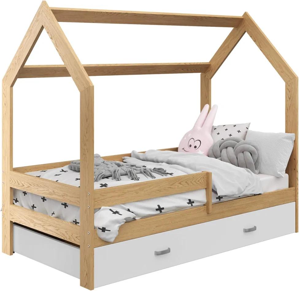 AMI nábytok Dětská postel DOMČEK D3 80x160cm masiv borovice