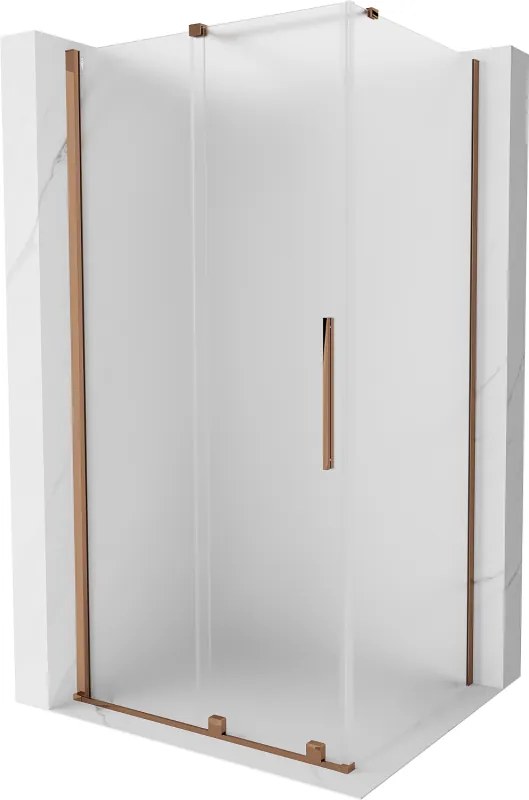 Mexen Velar, sprchový kút s posuvnými dverami 90 x 85 cm, 8mm sklo námraza, ružové zlato, 871-090-085-31-55