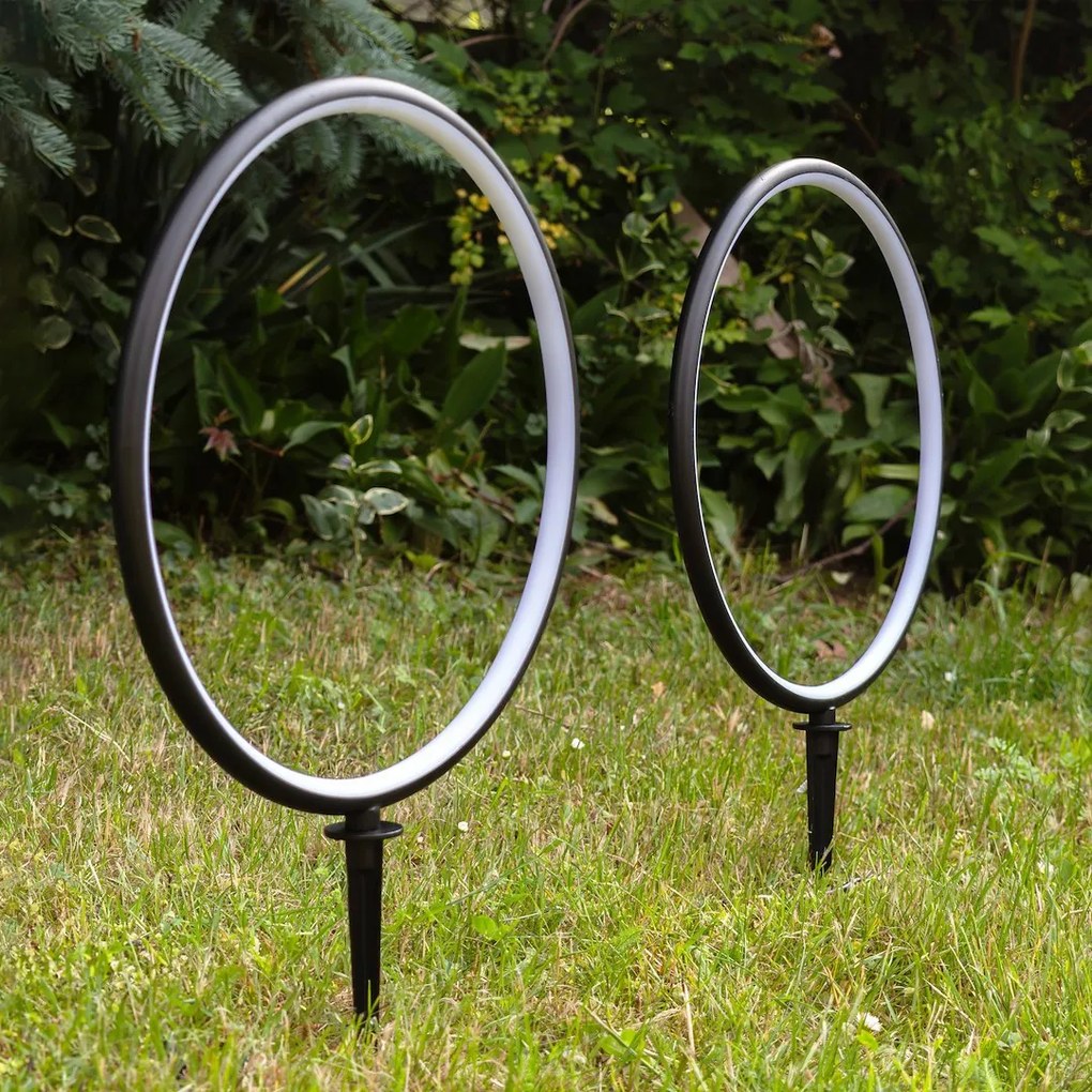 Exteriérové solárne zapichovacie svietidlo Rings, 2x LED 1,5w, čierna