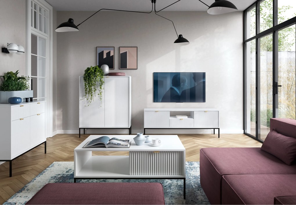 Televízny stolík Nova 154 cm biely/čierny