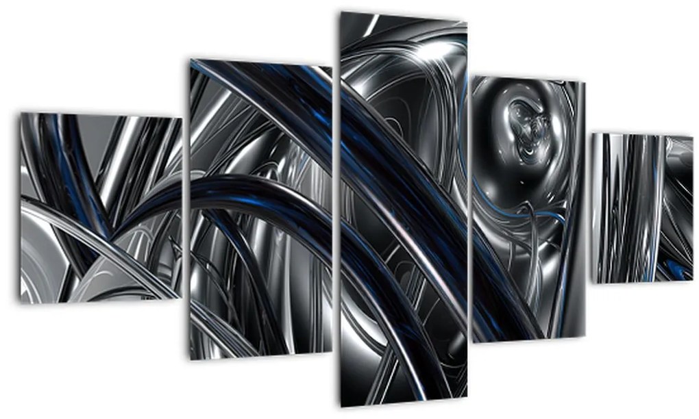 Obraz sivej abstrakcie s modrou (125x70 cm), 40 ďalších rozmerov