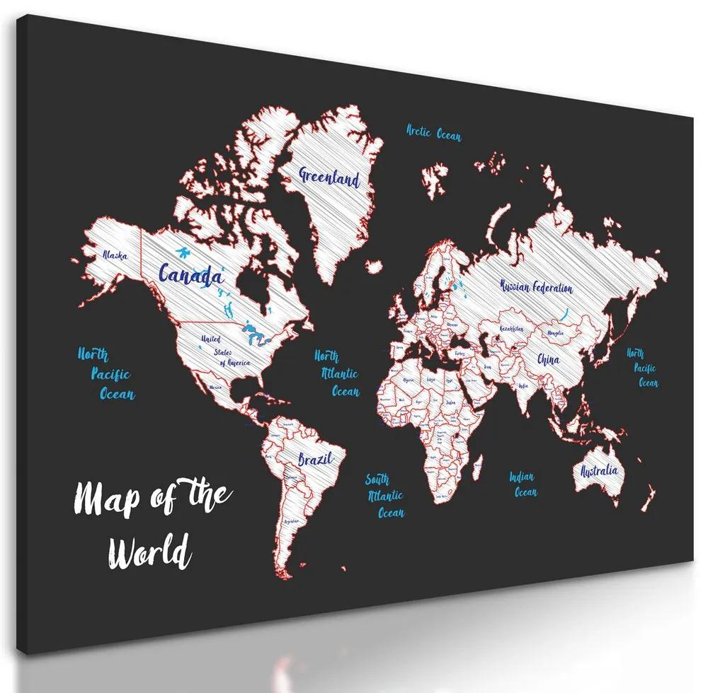 Obraz moderná mapa v bielo-červenom prevedení