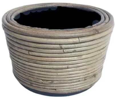 Okrúhly ratanový kvetináč Drypot Stripe antik sivá - O24 * 14 cm