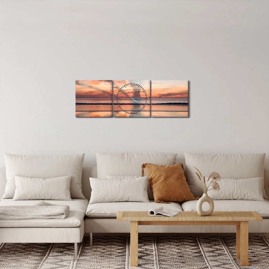 Obraz slnečných lúčov nad Daytonskú pláži (s hodinami) (90x30 cm)
