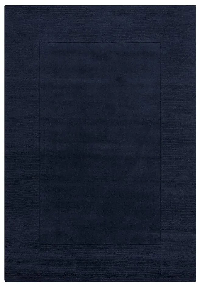Tmavomodrý ručne tkaný vlnený koberec 120x170 cm Textured Wool Border – Flair Rugs