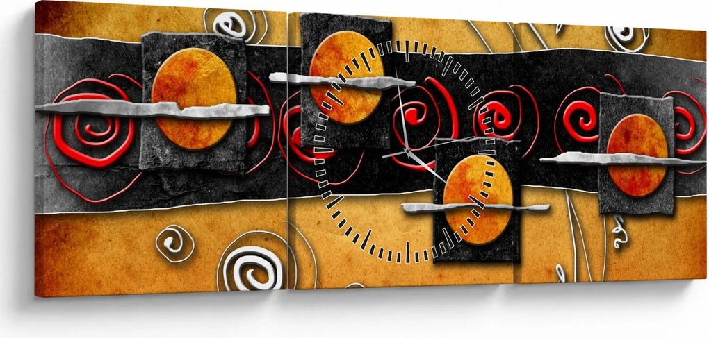 Obraz abstrakcie - Planéty (s hodinami) (90x30 cm)