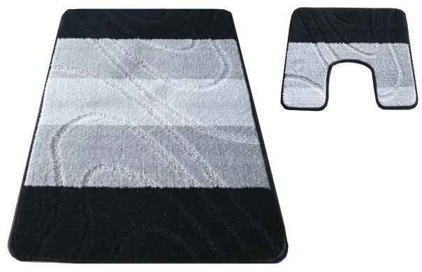 Sada kúpeľňových koberčekov Montana 05 s výrezom - čierna