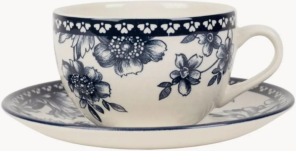 Keramické šálky na kávu's podšálkami Lison, 6 ks