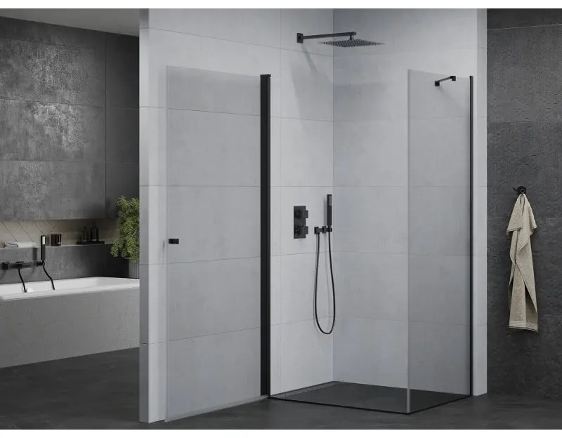 Mexen Pretoria sprchovací kút 90x80cm, 6mm sklo, čierny profil-číre sklo, 852-090-080-70-00