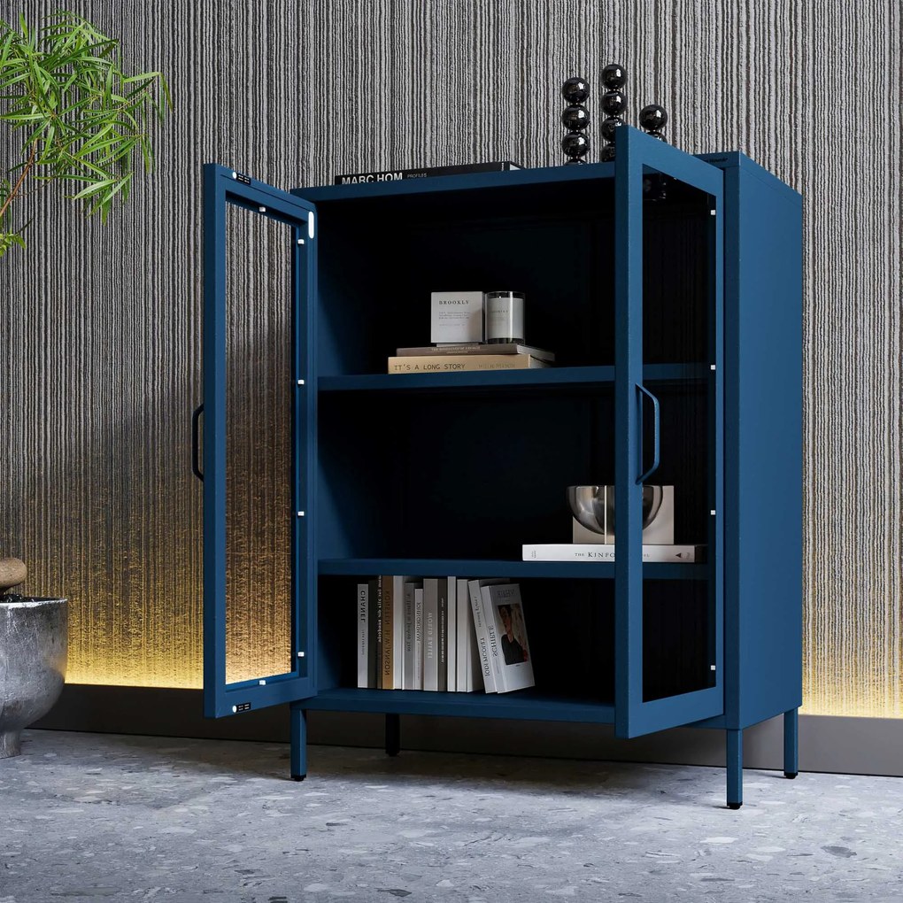 Vitrína GINA, 800 x 1015 x 400 mm, Modern: tmavomodrá farba