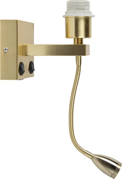 Art Deco nástenná lampa zlatá s USB a flexibilným ramenom - Brescia Combi