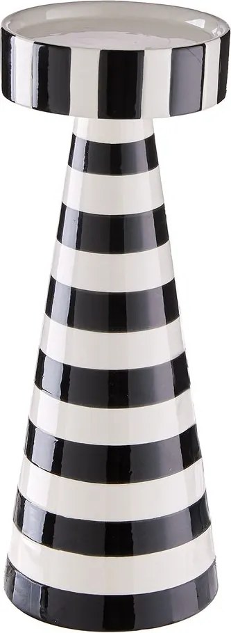 STRIPES Svietnik na stĺpovú sviečku 25 cm - čierna/biela