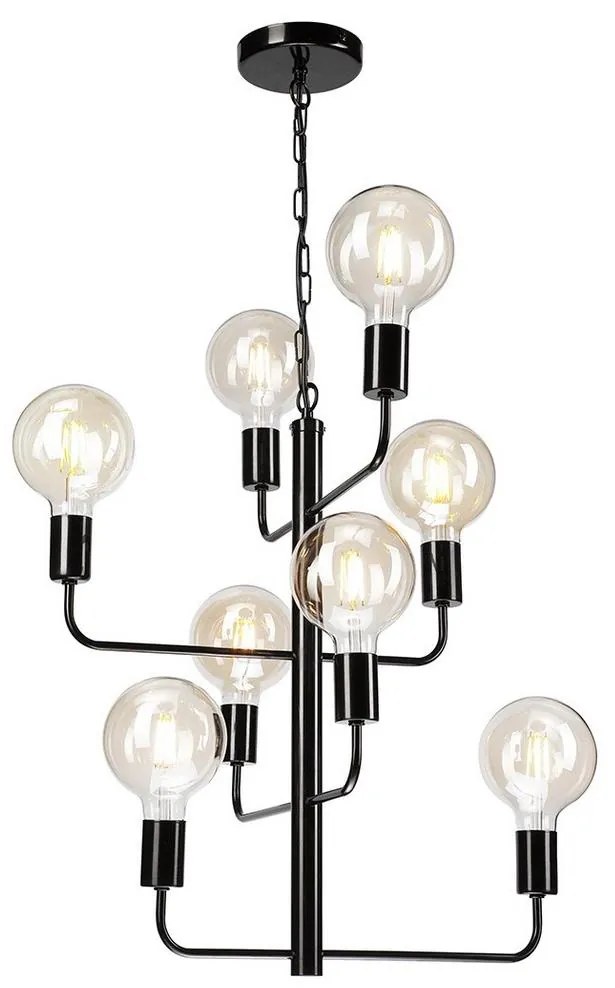 Luster na reťazi ORLANDO 8xE27/60W/230V čierna