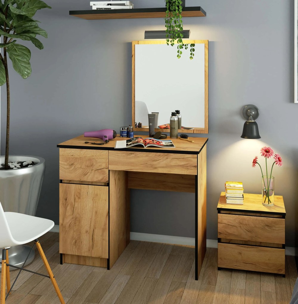 Toaletný stolík Parijat (dub craft) (so zrkadlom) (L). Akcia -19%. Vlastná spoľahlivá doprava až k Vám domov. 1128843