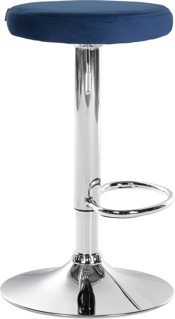 Barová stolička Ponte - zamat, chróm rám - Modrá