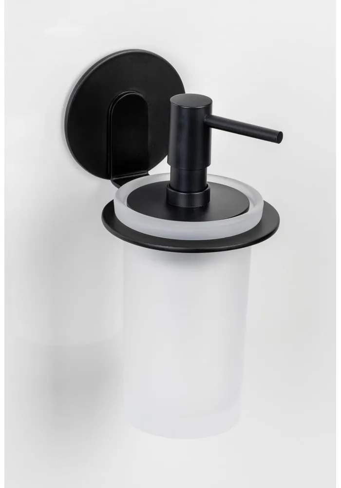 Matne čierny samodržiaci sklenený dávkovač mydla 150 ml Bivio – Wenko