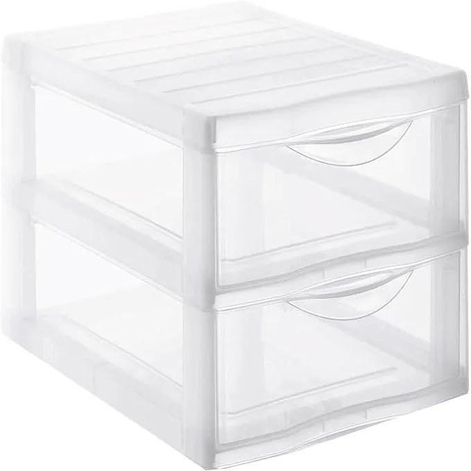 Úložný box s 2 zásuvkami, transparentný, ORGAMIX A4 2T