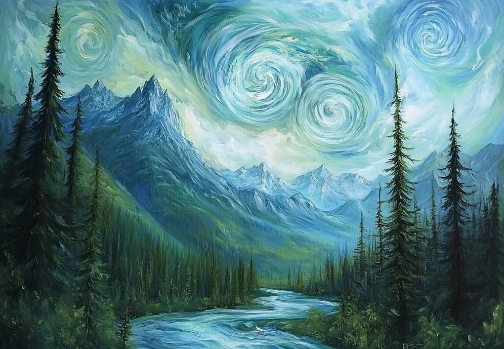 Fototapeta - Krajina s nádychom Van Gogha (147x102 cm)