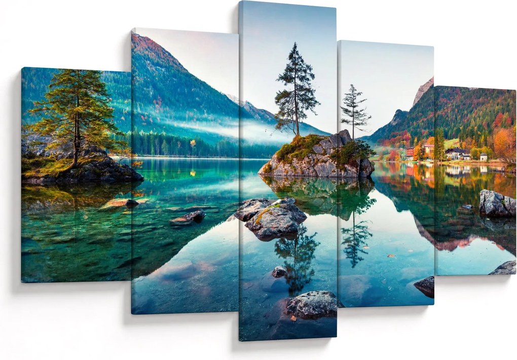 Obraz - Jazero Hintersee, Bavorské Alpy, Rakúsko (150x105 cm)