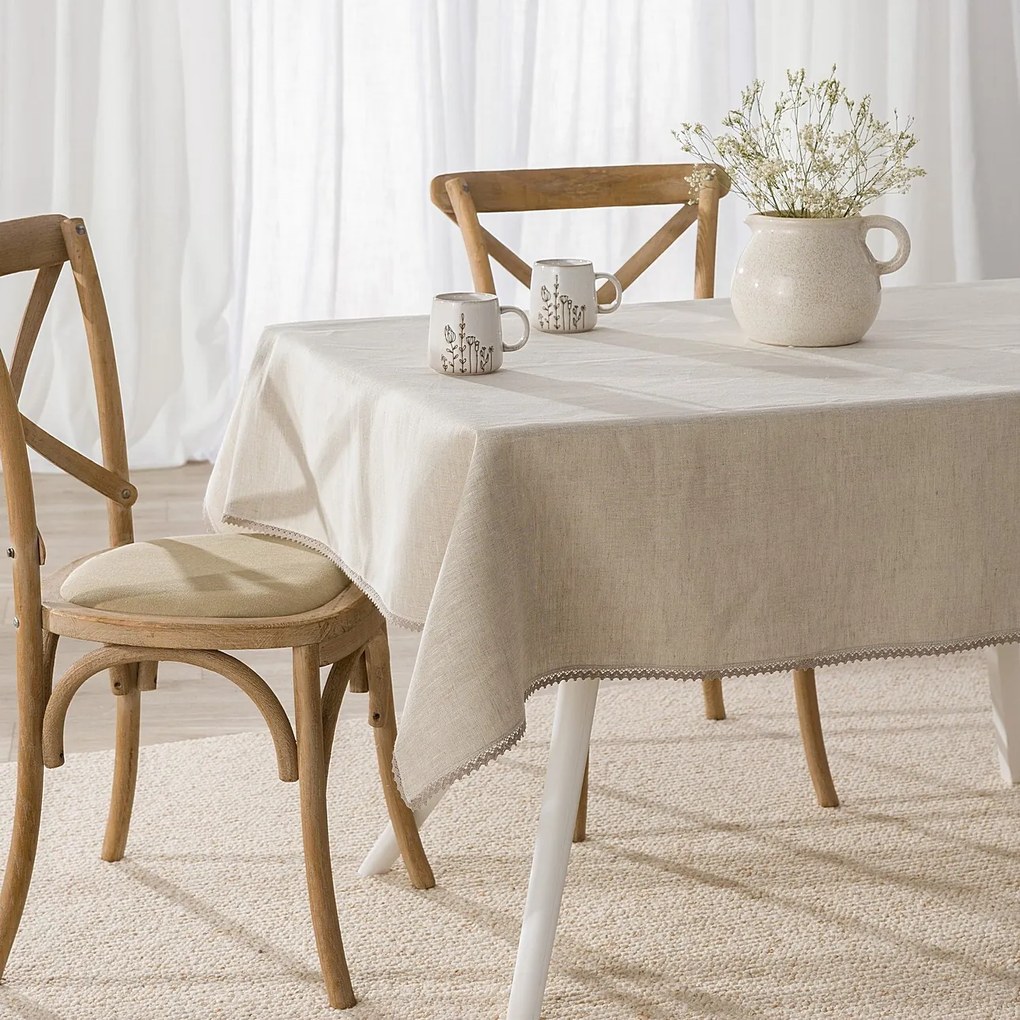 Ľanový obrus s čipkou