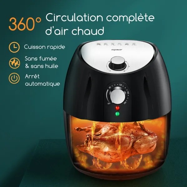 Aigostar - Teplovzdušná fritéza 1500W/230V 3,5l čierna