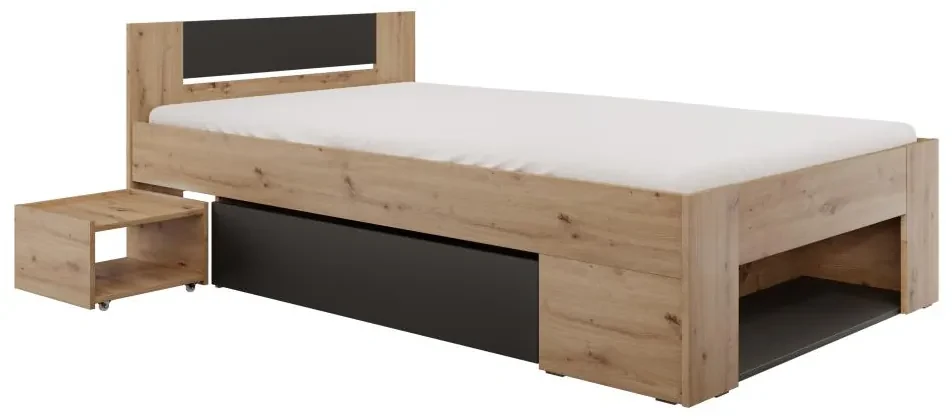 Jednolôžková posteľ 120 cm Uniforme (dub artisan + antracit) (s úl. priestorom). Vlastná spoľahlivá doprava až k Vám domov. 1116534