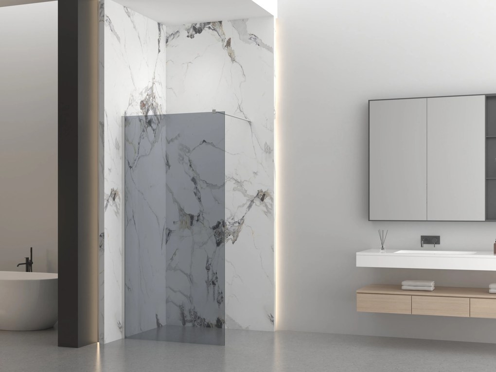 Erga Paris, sprchová zástena Walk-In 60x200 cm, 8mm šedé sklo, brúsená oceľ, ERG-V02-PARIS-060x200-GR-BS