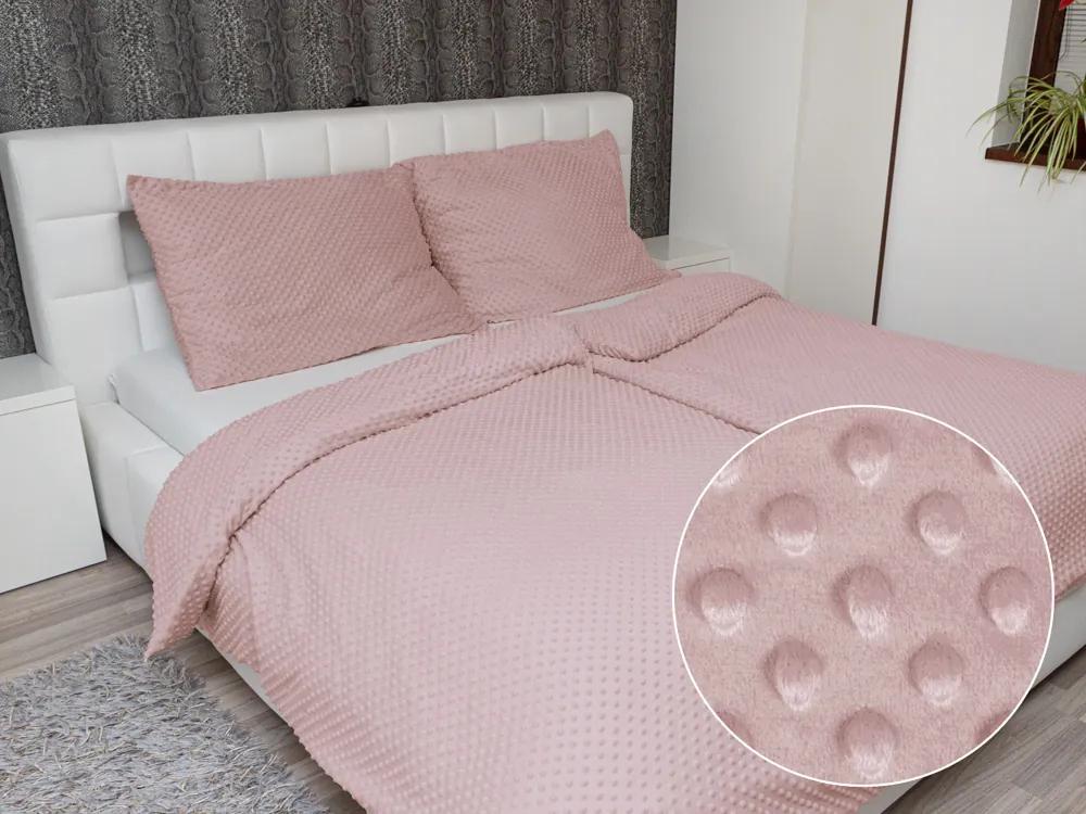 Biante Hrejivé posteľné obliečky Minky 3D bodky MKP-051 Staroružové Jednolôžko 140x200 a 70x90 cm
