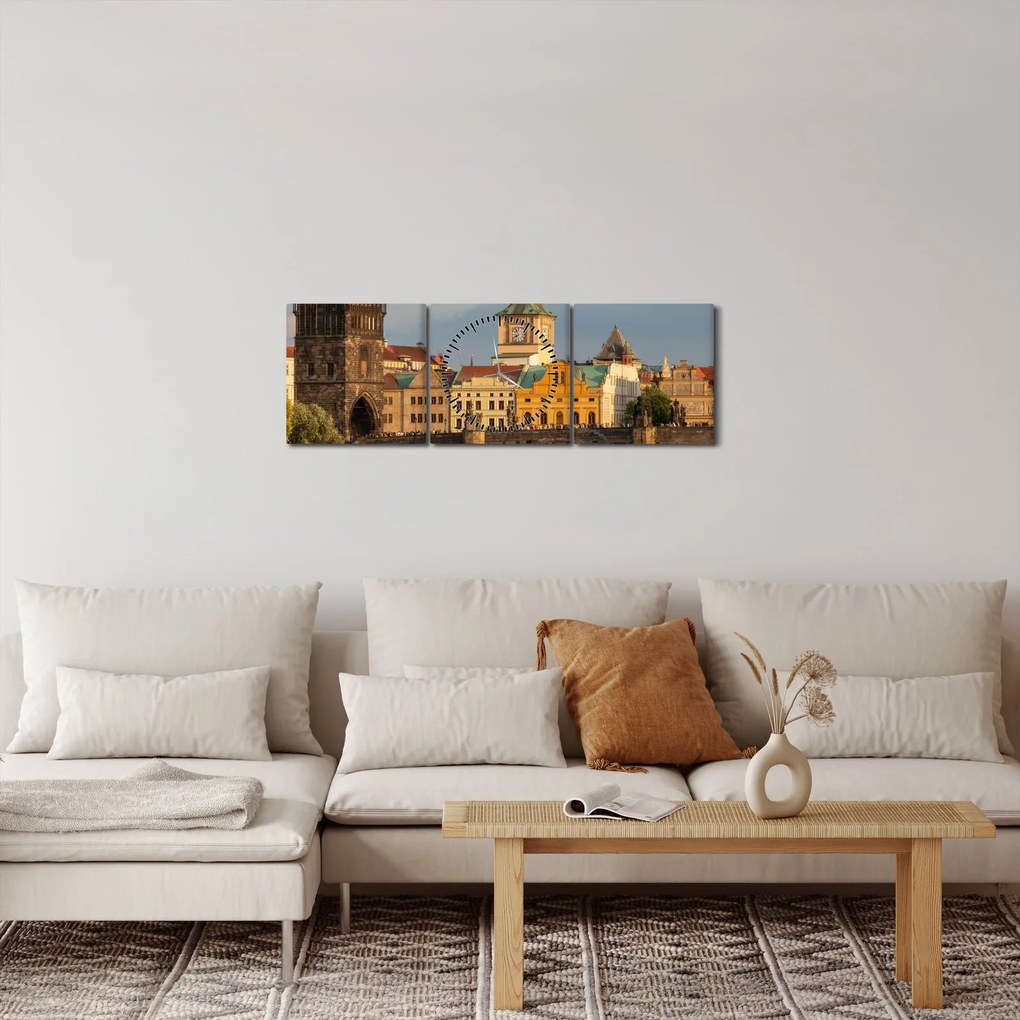 Obraz - Karlov most (s hodinami) (90x30 cm)