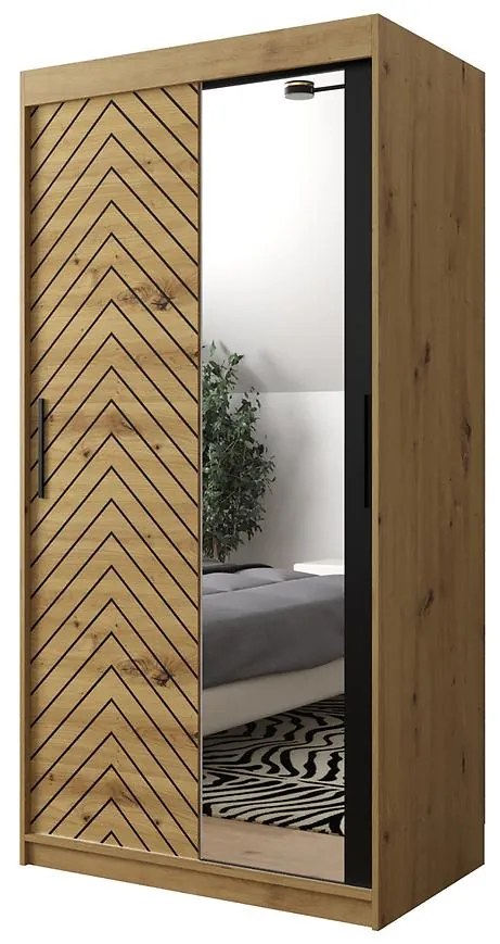 Skriňa Jodełka 2 100 dub Artisan/dub Artisan/čierna