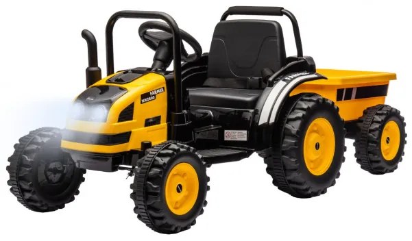 Elektrický traktor s prívesom Farmer žltý