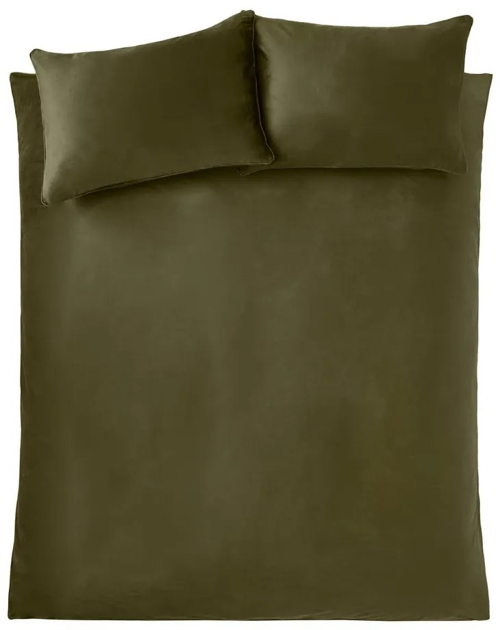 Kaki zamatové obliečky na dvojlôžko/predĺžené 230x220 cm Kingsley – Catherine Lansfield