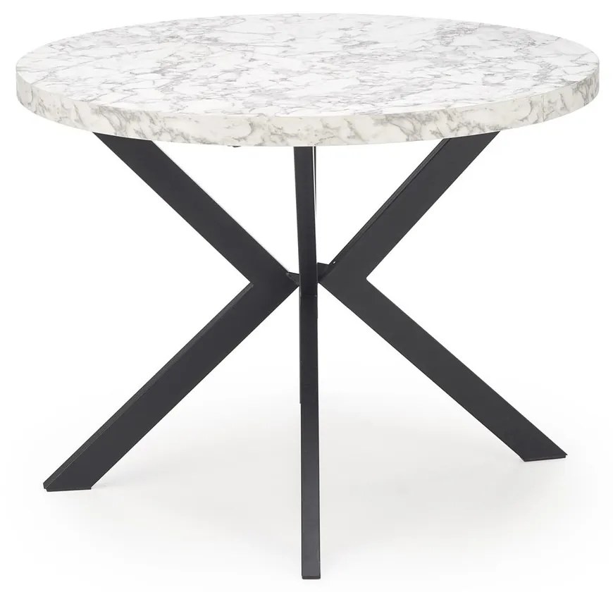 Skladací jedálenský stôl PERONI 100/250 cm biela mramorová/čierna