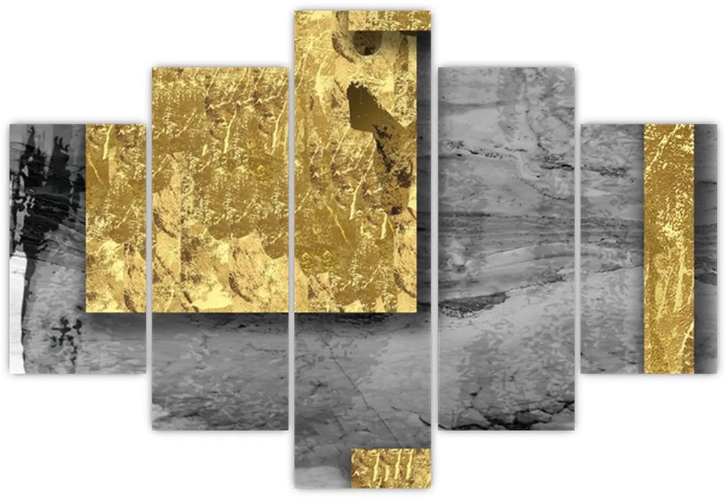 Obraz - Zlaté štvorce N⁰2 (150x105 cm)