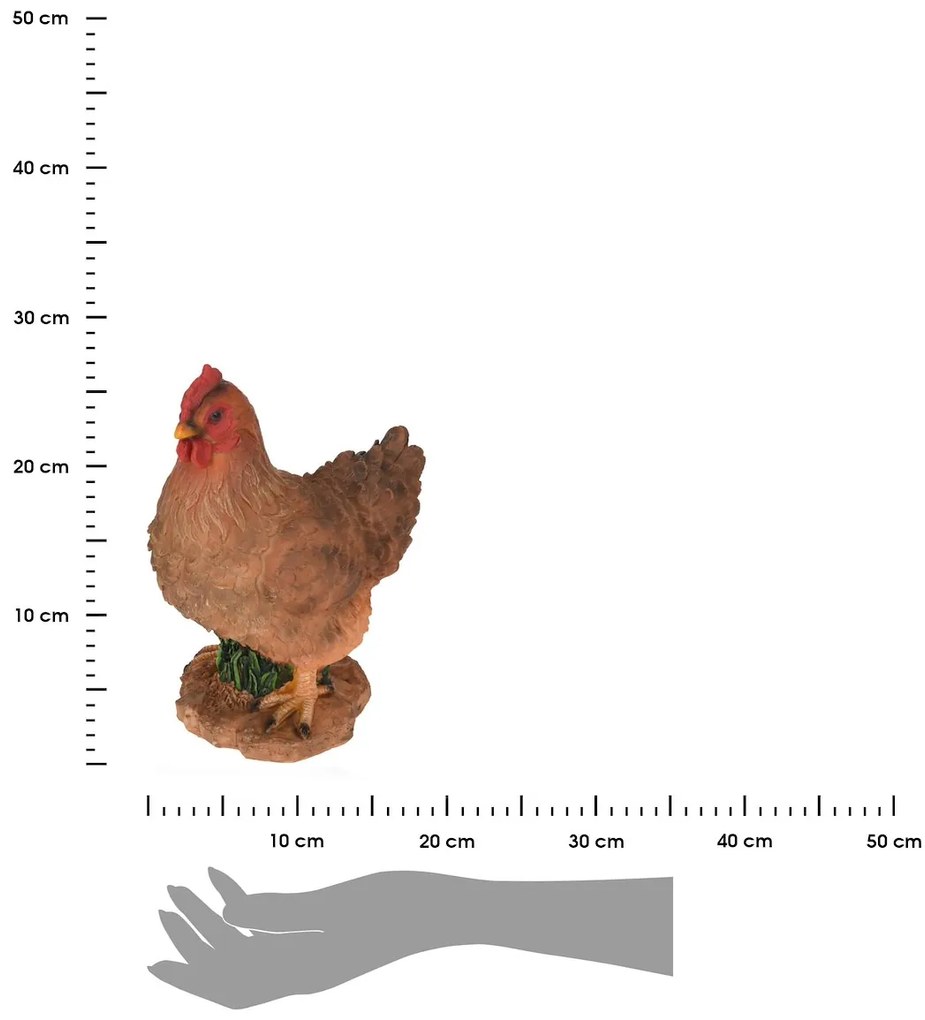 Záhradná figúrka z polistone Hen, 27 cm, hnedá