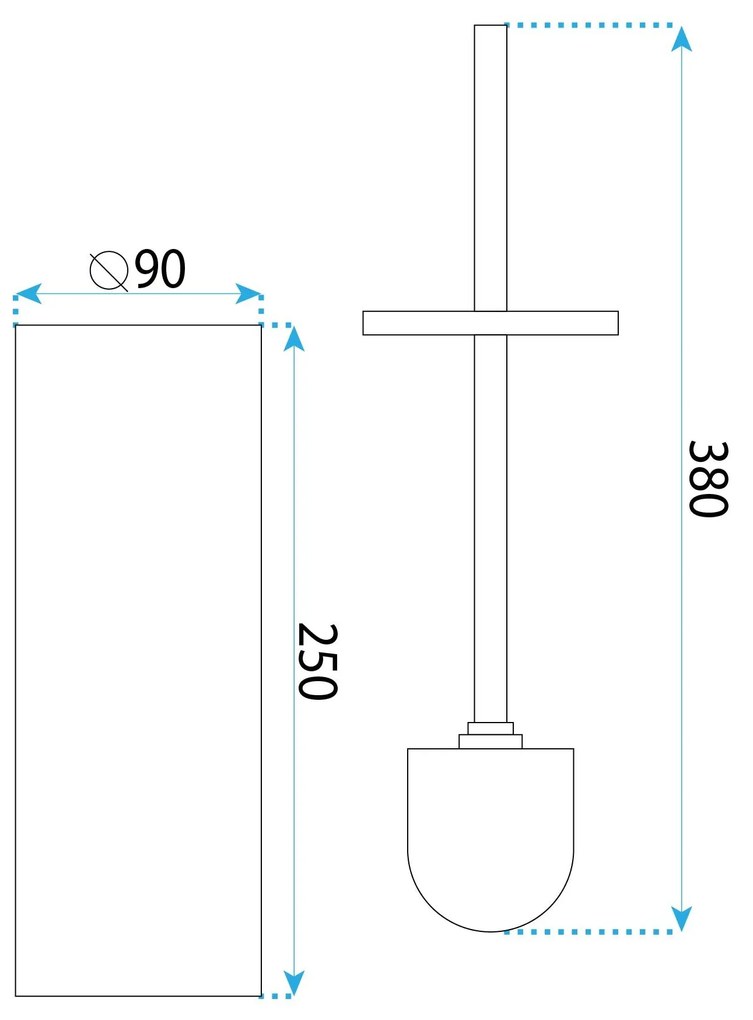 Rea Til, kovový stojan na WC s kefou, chrómová, REA-88088
