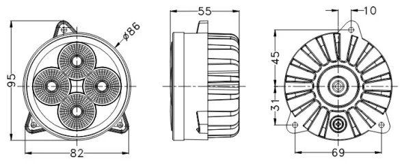 LED Bodové svietidlo pre traktor BLACK LED/20W/10-30V IP69 5700K okrúhly