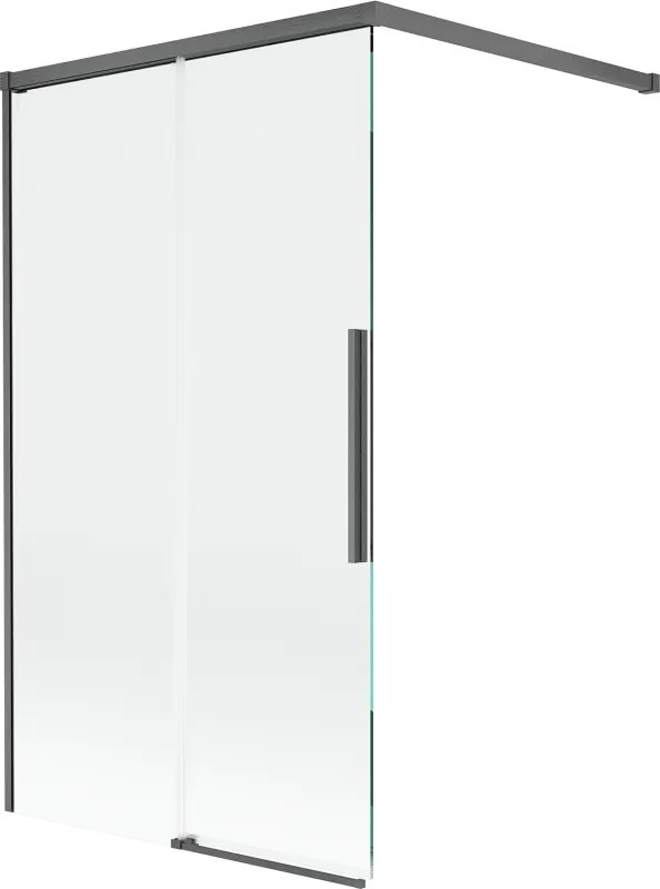 Mexen Rox, 2-krídlová posuvná vaňová zástena 100 x 150 cm, 8mm číre sklo, brúsený grafit profil, 8C9-100-003-66-00