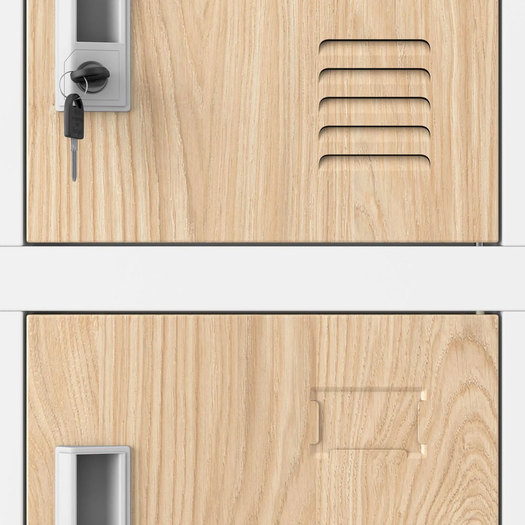 Pracovná skrinka s 18 priehradkami, biela/dub Sonoma, 900x1850x400 mm: KAROL Eco Design