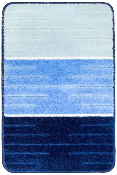 Kúpeľňový koberček COMO modrý / krémový, pruhy