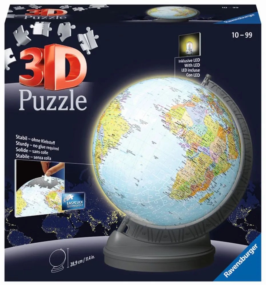 Ravensburger 3D Puzzleball Svietiaci glóbus 540 ks
