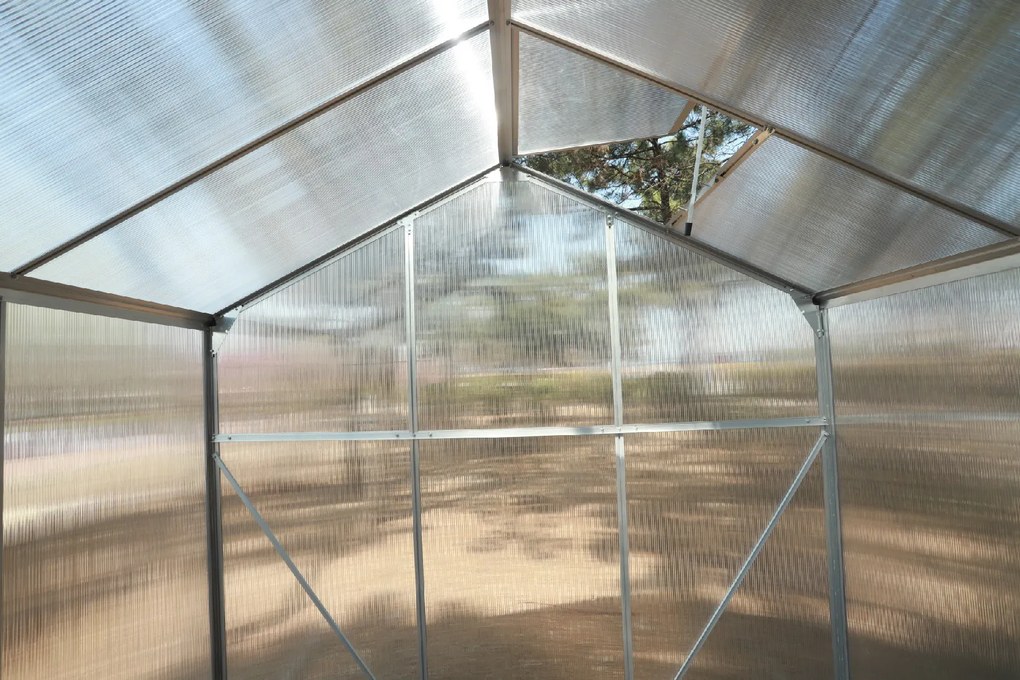 Skleník so základňou BestBerg BBGH‑406S / 2,5 m² / 130 × 190 × 194 cm / strieborná